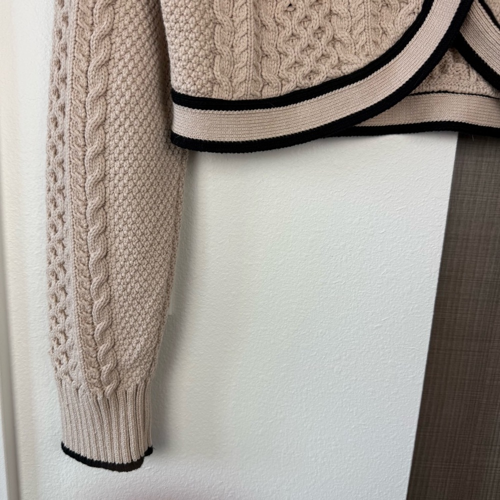 J. Crew Tan Cropped Cable Knit Sweater Lady Jacket Cardigan - Picture 7 of 13